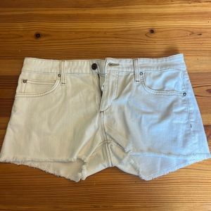 White Jean Shorts - Brown Lining